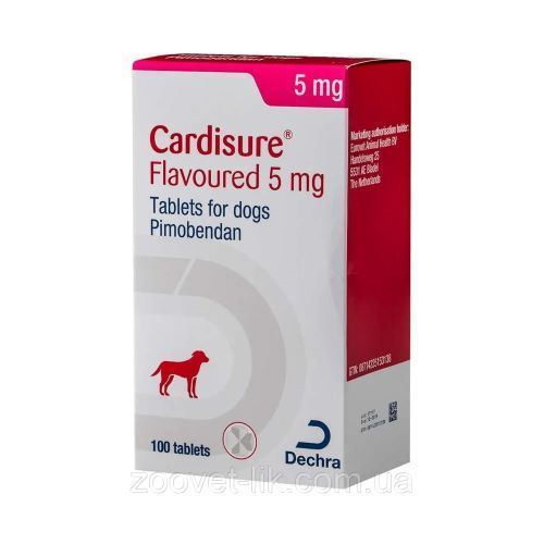 Кардішур 5 мг, (Cardisure 5 mg) 10 таблеток для лікування серцевої недостатності у собак 00009 фото