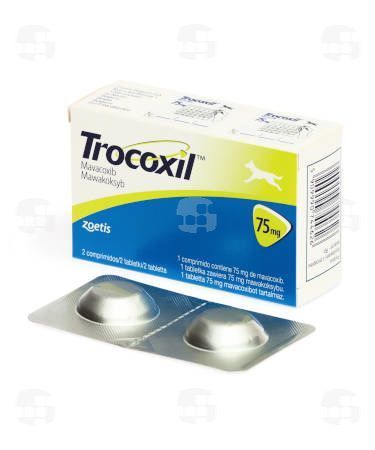 Трококсил 75 мг, (Trocoxil 75 mg) протизапальний нестероїдний препарат для собак, 2 таблетки 00074 фото