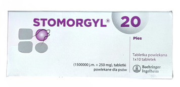 Стоморджил&nbsp;20 мг 10 таб. (Stomorgyl 20 mg) антибактеріальний засіб для собак і кішок 00092 фото