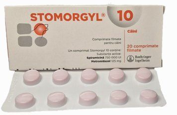 Стоморджил&nbsp;10 мг 10 таб. (Stomorgyl 10mg) антибактеріальний засіб для собак і кішок 00094 фото